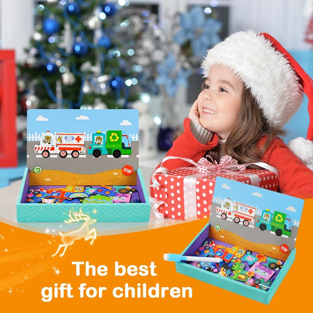 Thumbnail 6 de Aolso Puzzles Magnétique – Jouet puzzle magnétique 2-en-1 pour enfants 3–5 ans (Transport)