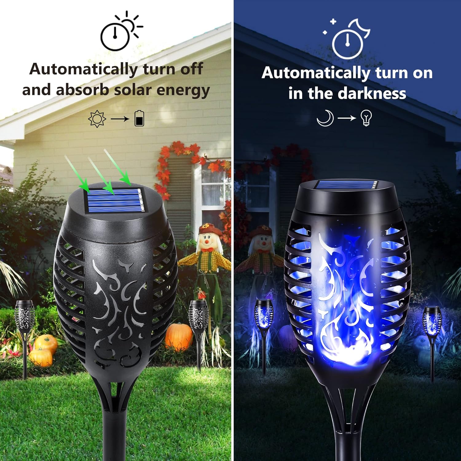 Thumbnail 1 de Geemoo Solarleuchten Außen – 6er-Set Blaue Flammen, IP65, kabellose Solarleuchten für Garten, Weg und Hof