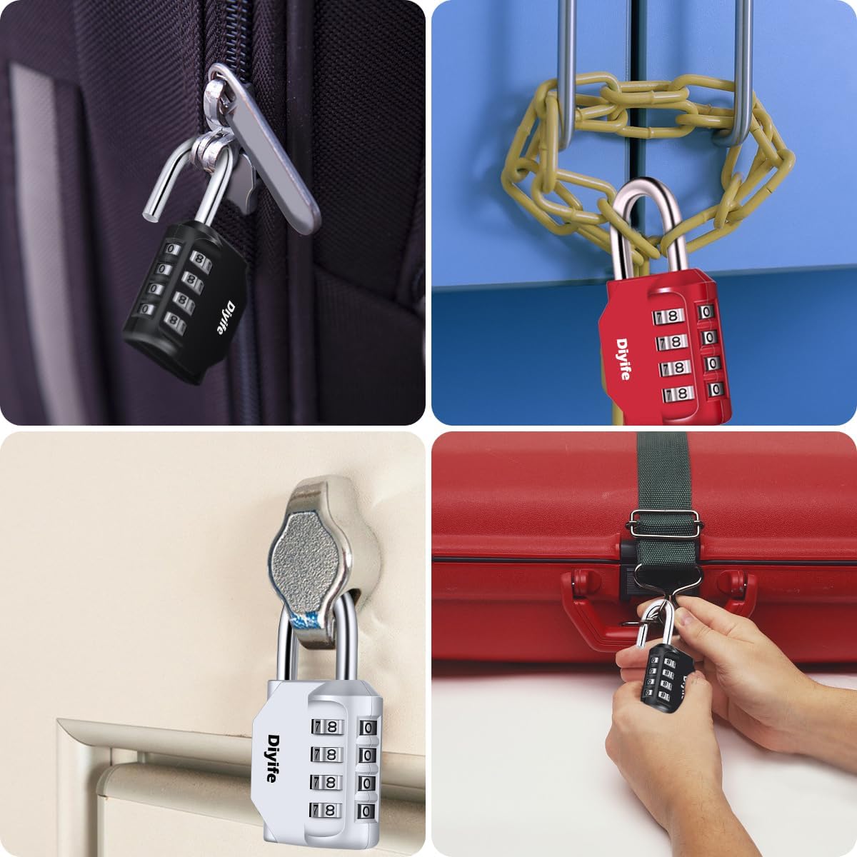 Thumbnail 6 de Diyife 4-Digit Combination Padlock (3 Pack) for outdoor lockers, sheds and gates