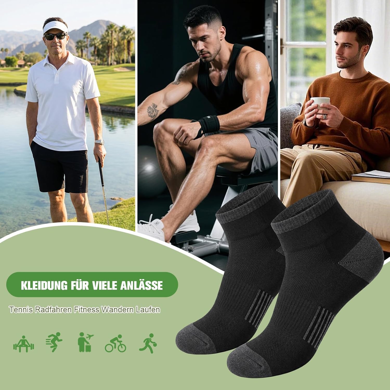 Thumbnail 6 de Quoboquo Socquettes homme bicolores respirantes en coton (lot 1 ou 6 paires), 39-46
