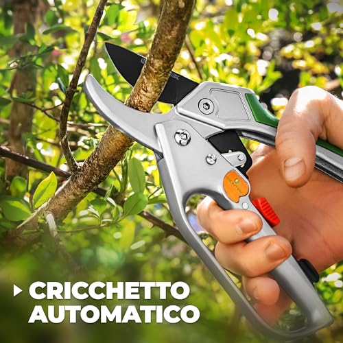 Detalle de GRÜNTEK forbici da potatura a cricchetto 20 cm
