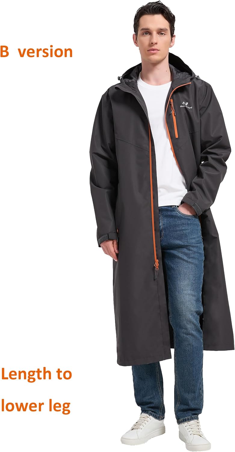 Thumbnail 2 de NORDIC OUTLAND Rain Jacket Men: Waterproof, Breathable Long Raincoat with Hood