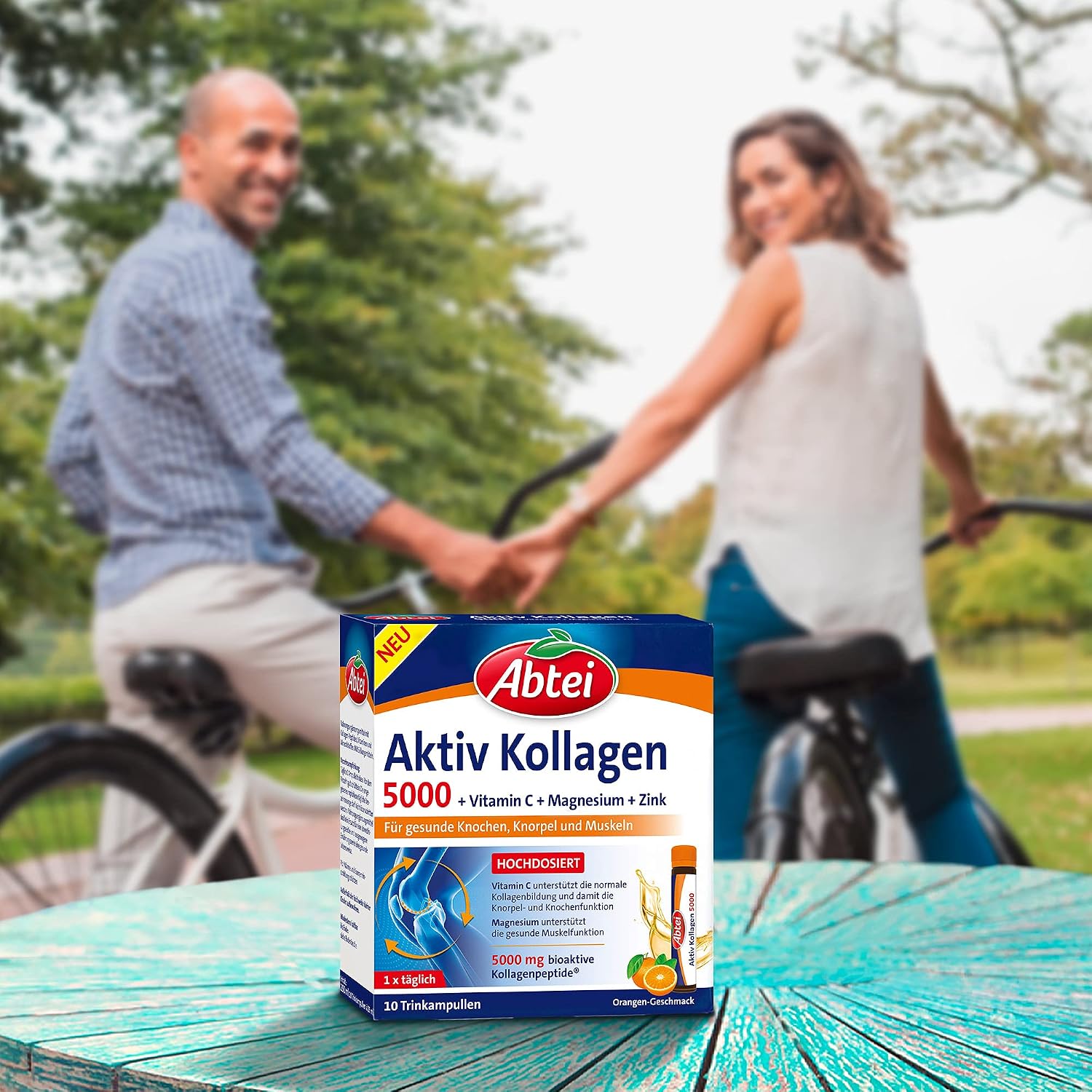 Detalle de Abtei Aktiv Kollagen 5000 Trinkampullen mit Vitamin C, Magnesium und Zink (laborgeprüft, zuckerfrei) – 1×10 à 25 ml