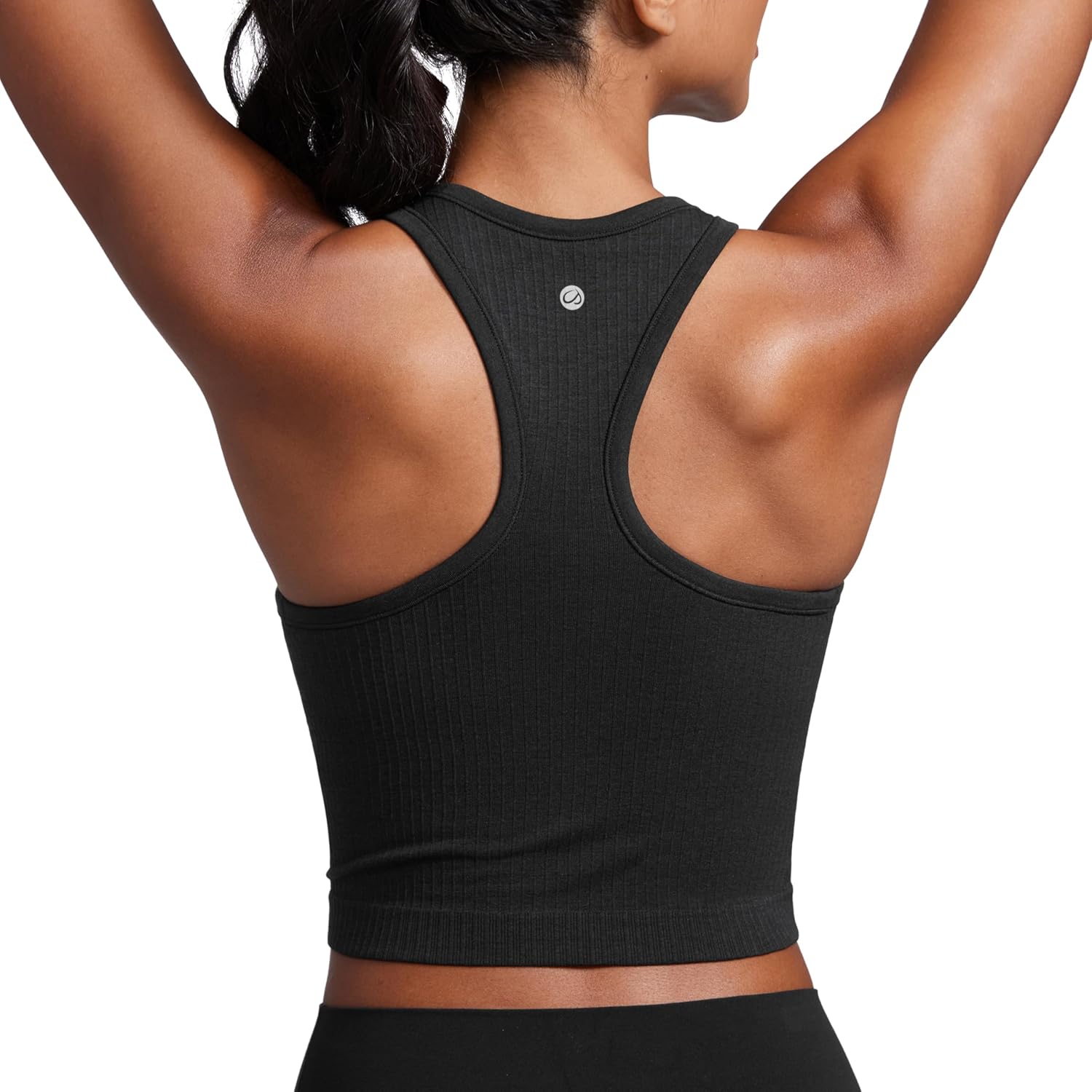 Detalle de CRZ YOGA Reggiseno sportivo imbottito con scollo alto e schiena a Y – Top corto senza cuciture