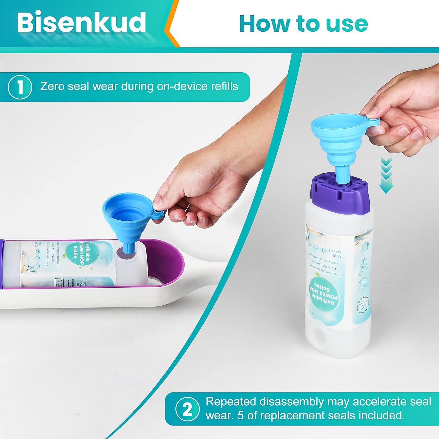 Thumbnail 4 de Bisenkud 720 mL Leak-Resistant Refill Bottle for Swiffer Power Mop