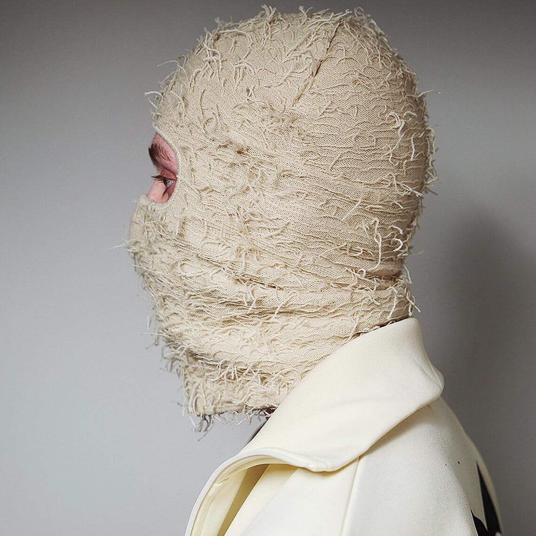 Detalle de XYIYI Distressed Balaclava Ski Gesichtsmaske – Vollgesicht, winddicht, gestrickt