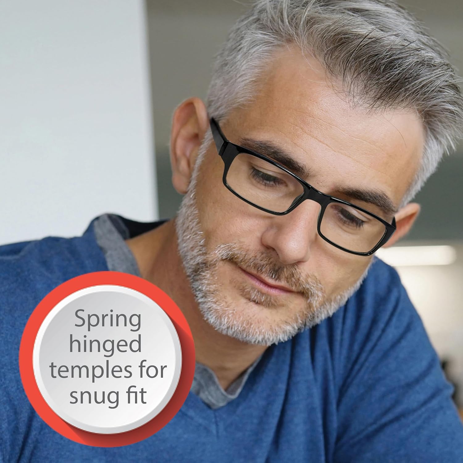Thumbnail 3 de Boost Eyewear 6 Pack Reading Glasses — Classic Black Rectangular Frames with Spring Hinges ( +2.00 )