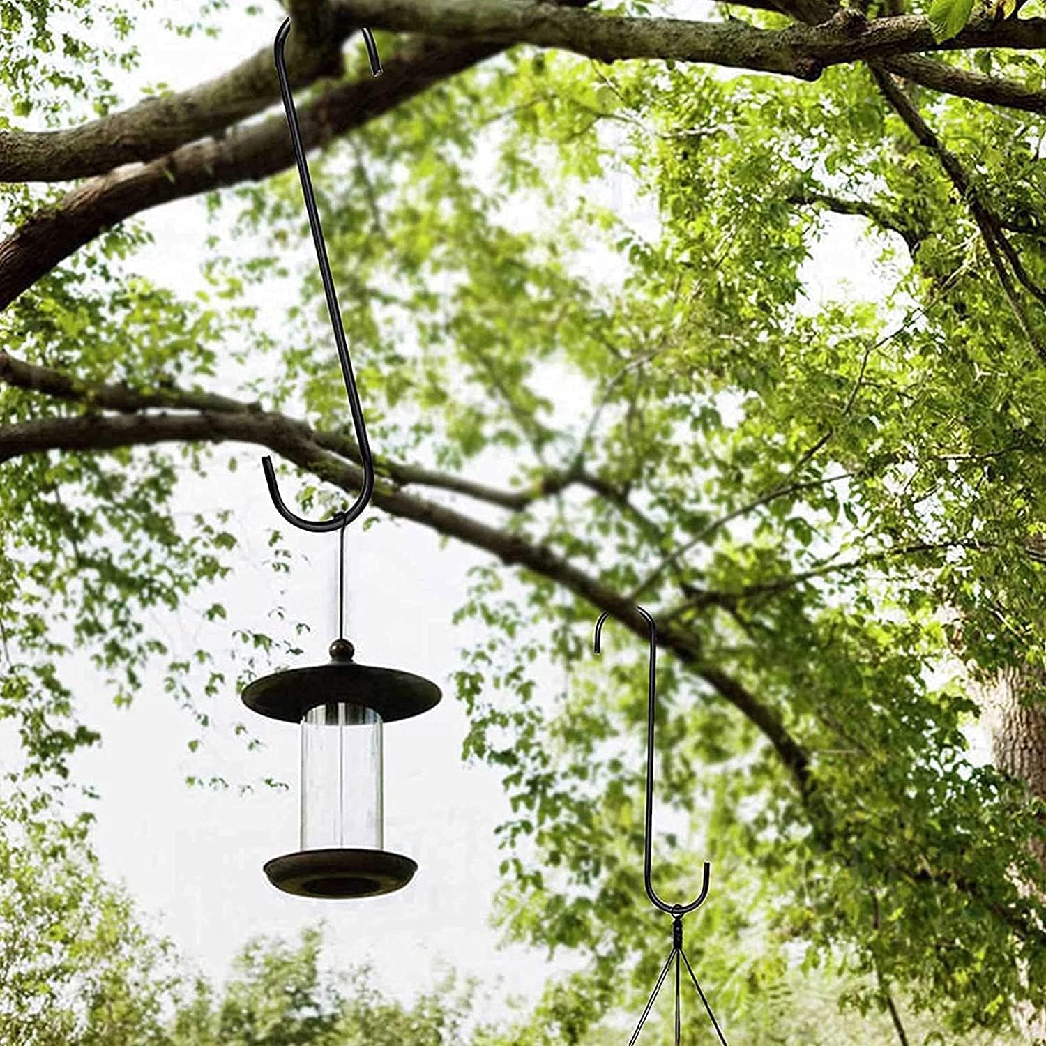 Detalle de Baoswi 3 Stück extra lange S-Haken, 25 cm – robuste schwarze Haken zum Aufhängen von Pflanzen, Küche und Garten