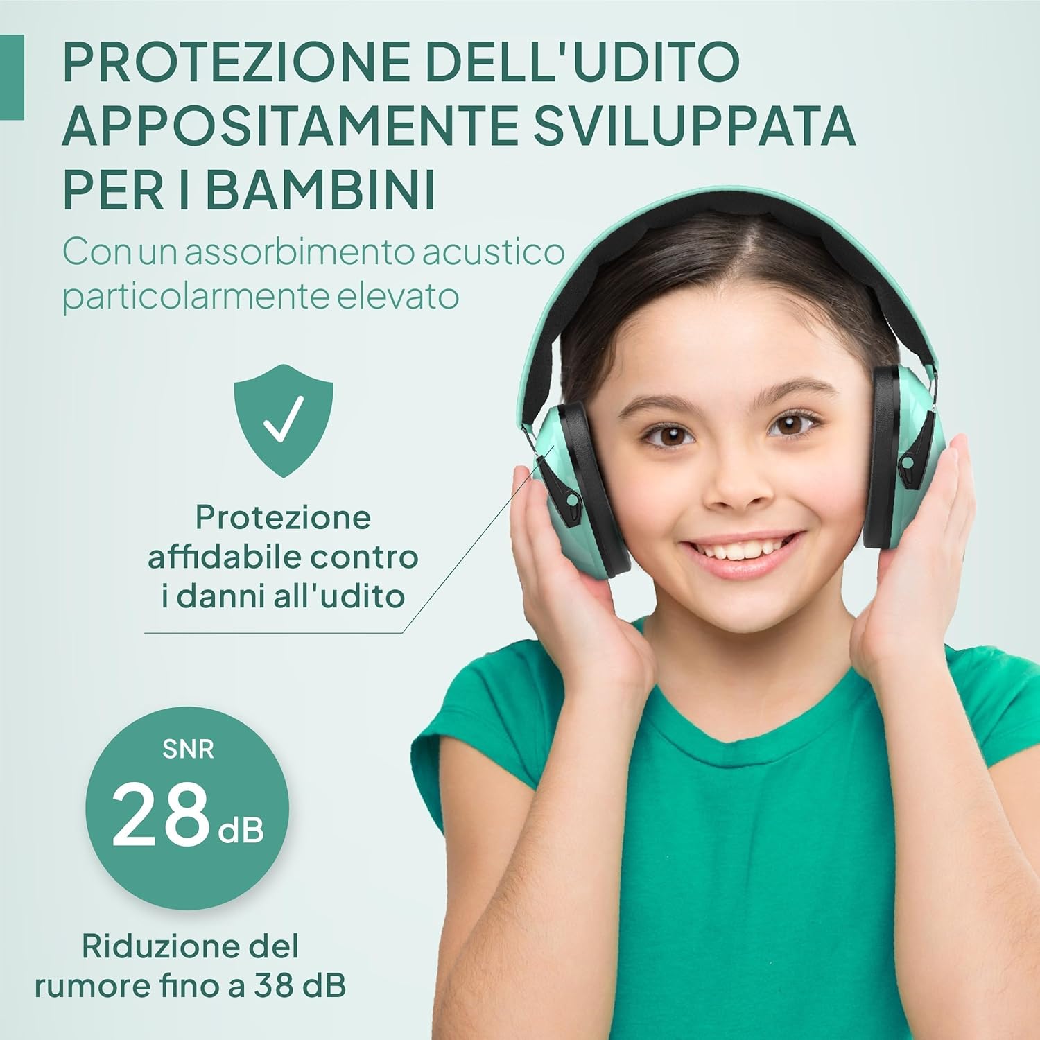 Thumbnail 1 de Senner KidsPro per bambini (fino a 12 anni) – cuffie antirumore regolabili con SNR 28 dB, turchese