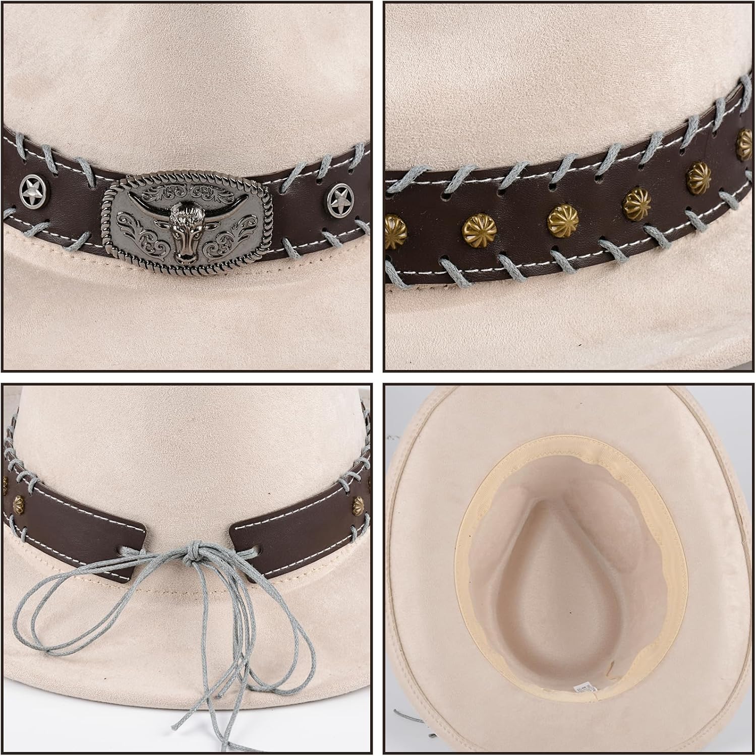 Thumbnail 4 de Aulivra Western Cowboy Hat for Men and Women – Suede Panama Style with Adjustable Fit