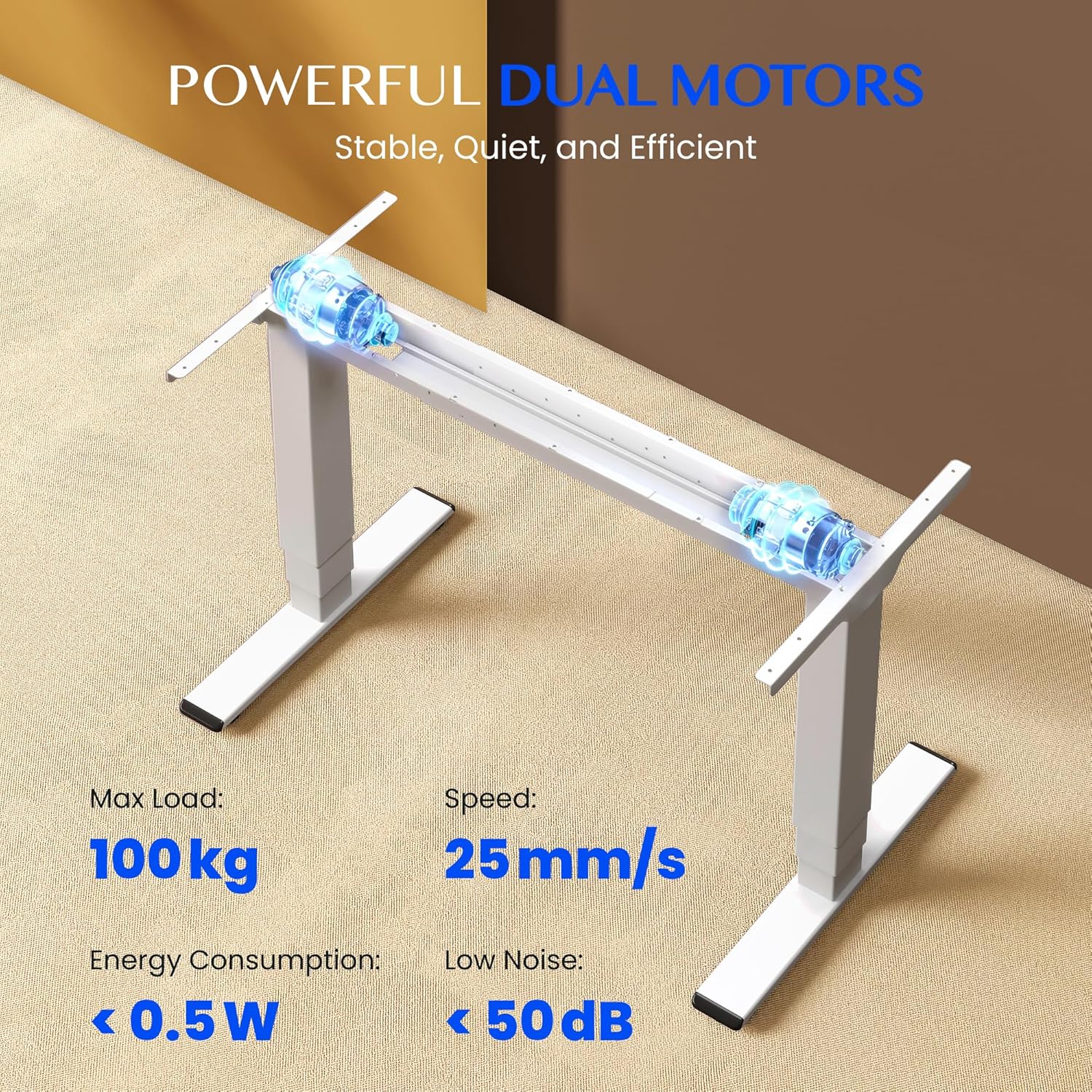 Thumbnail 2 de FLEXISPOT Bureau Assis-Debout Électrique à 2 Moteurs et 3 Colonnes – 100 kg – 60–125 cm – Panneau Smart et Mémoire