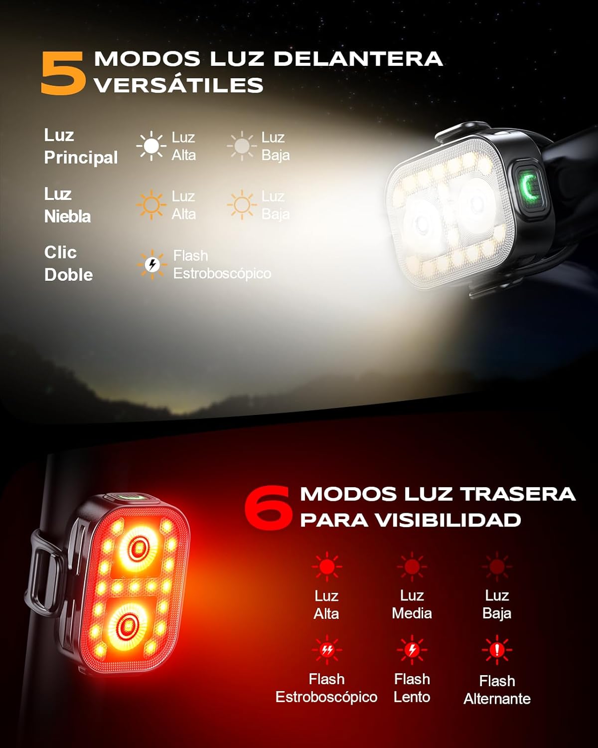 Thumbnail 2 de Rolgno Luz Bicicleta 27 g Delantera y Trasera