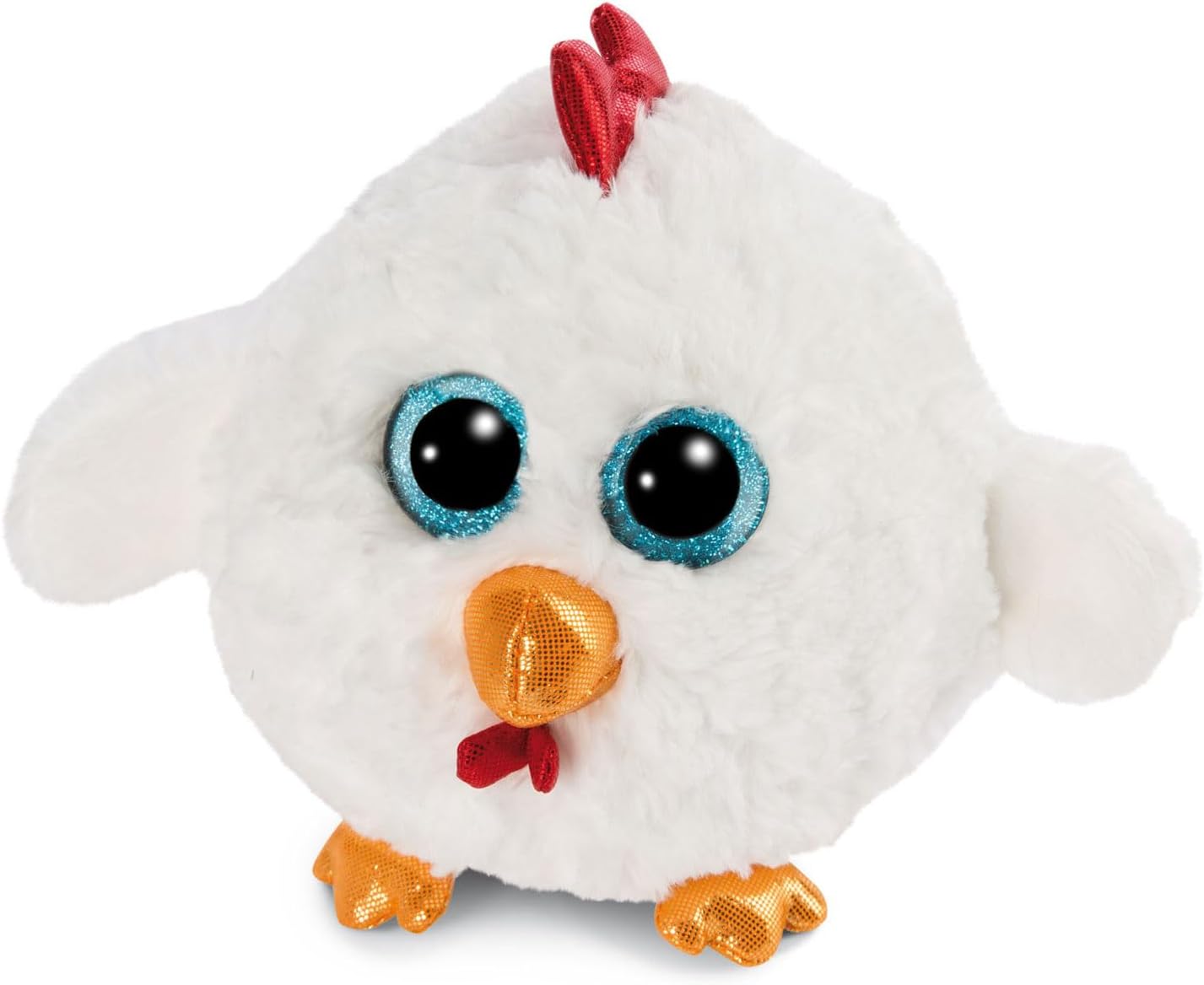 Detalle de NICI Glubschis Henlou kippenknuffel van 15 cm met glinsterende ogen