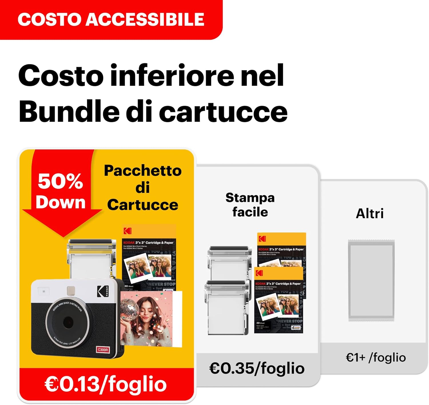 Thumbnail 1 de Kodak Mini Shot 3 Retro: fotocamera istantanea 2-in-1 con stampante per smartphone