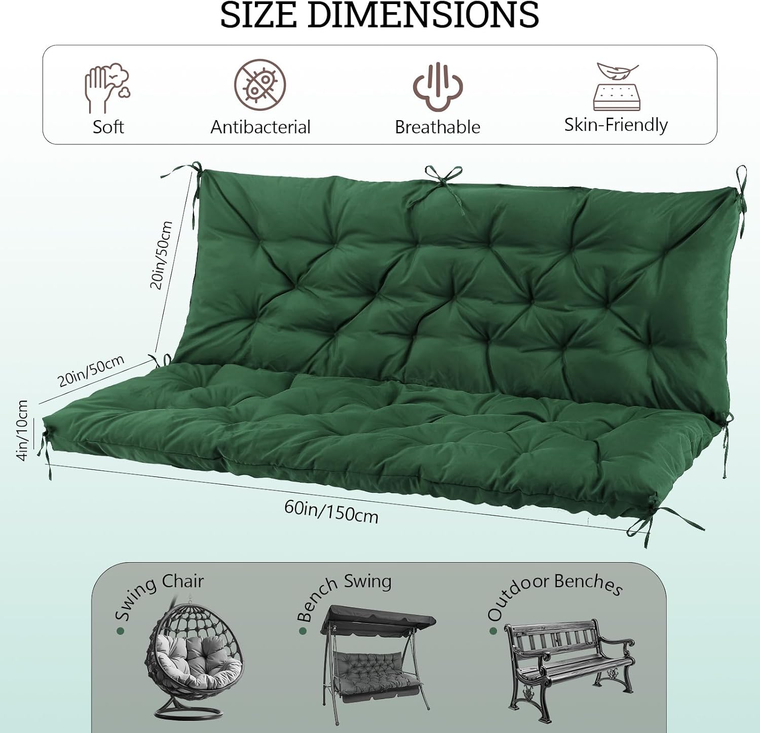 Thumbnail 1 de Matalde Outdoor Cushions for Patio Furniture – 60x40x4 in with Backrest and Straps