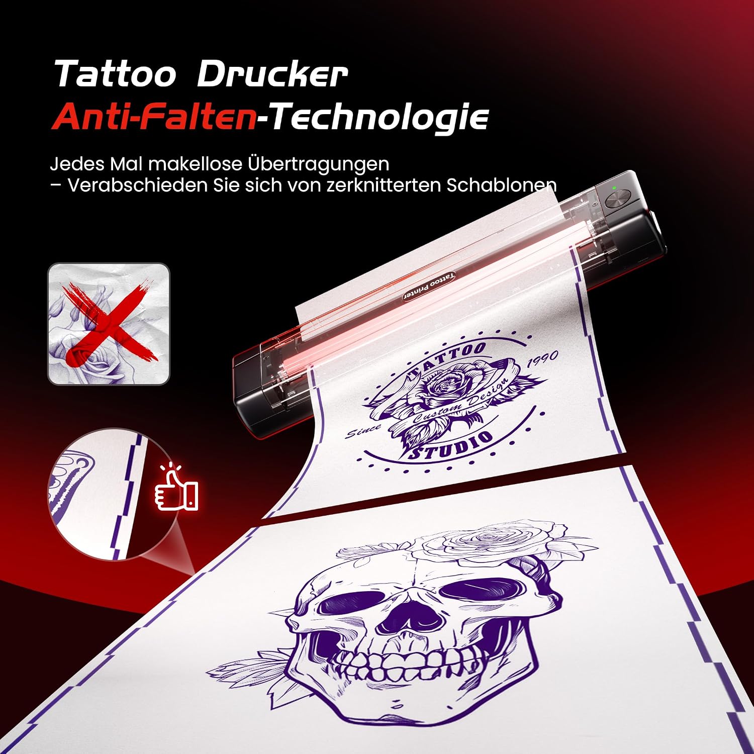 Thumbnail 6 de TATTMUSE Tattoo Drucker Bluetooth – Schablonen-Nadeldrucker mit 100 Blatt Transferpapier (A887)