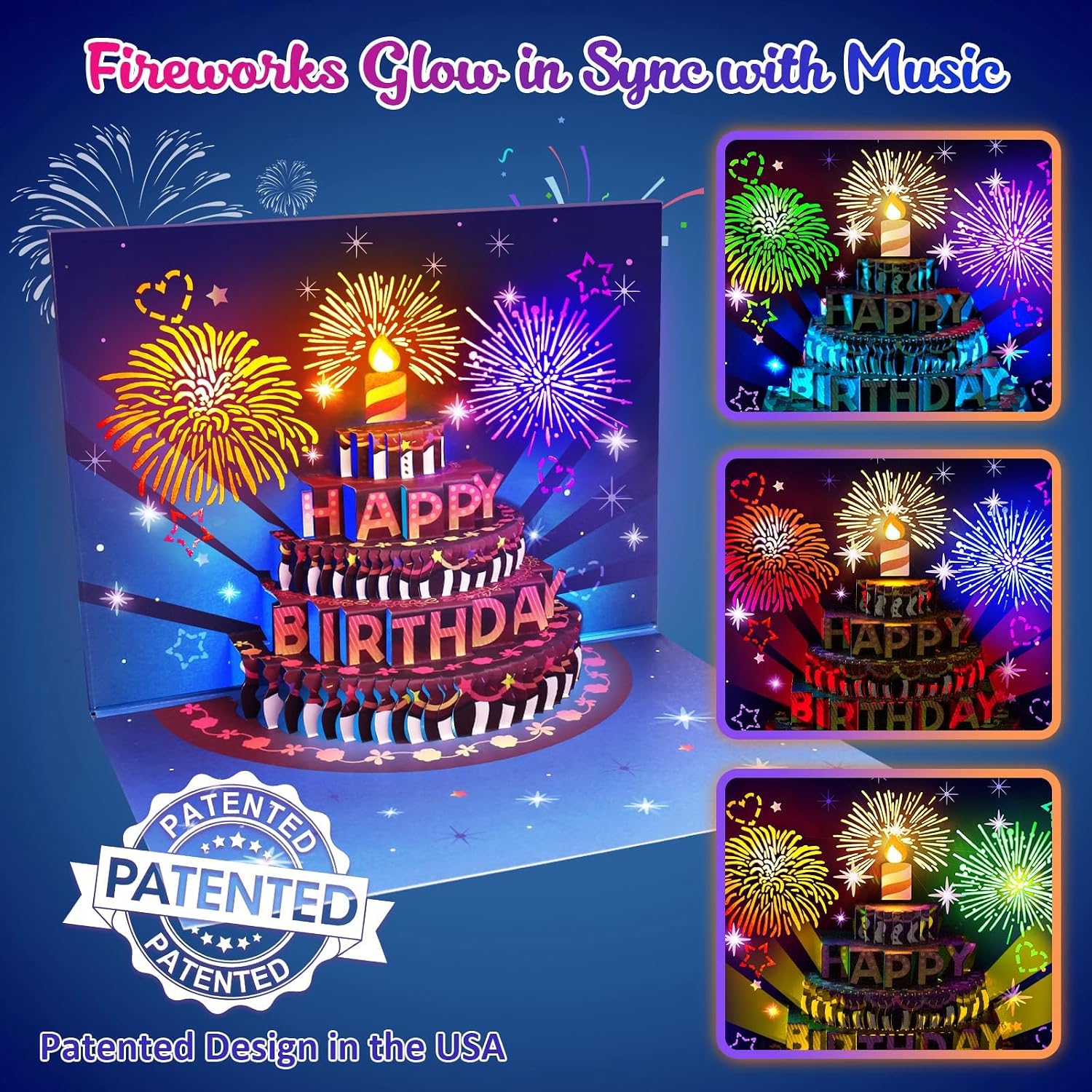 Detalle de LIGHTS & SOUND Pop up Birthday Card 7.75x5.75 in