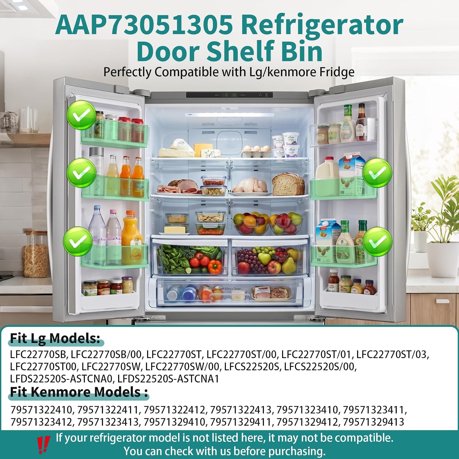 Detalle de M Motico AAP73051305 Refrigerator Door Bin, 2-Pack with EVA Shelf Liners