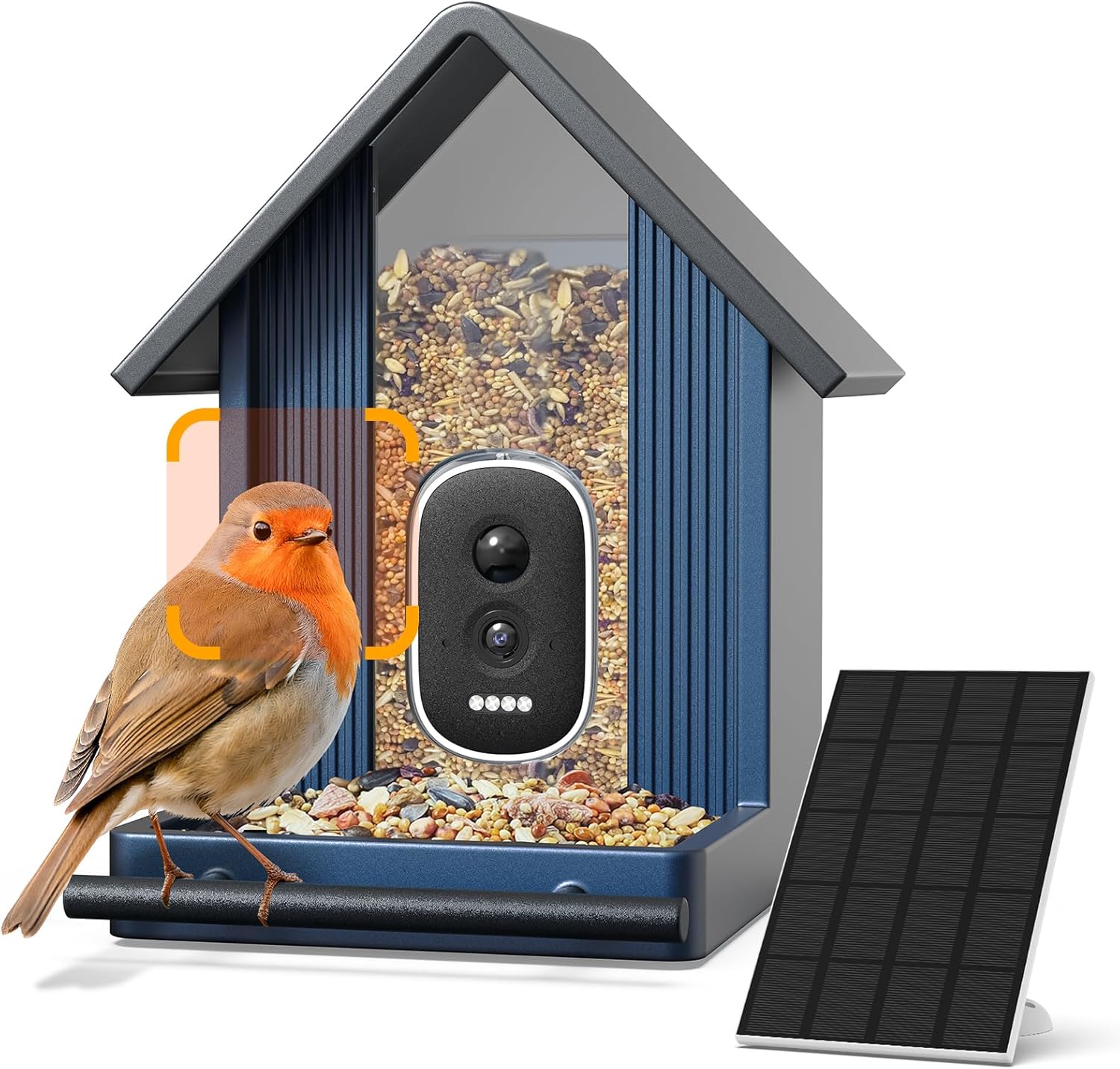 Detalle de Smart Bird Feeder with Camera: 2.5K UHD, Solar-Powered, IP66 Steel Outdoor Kit