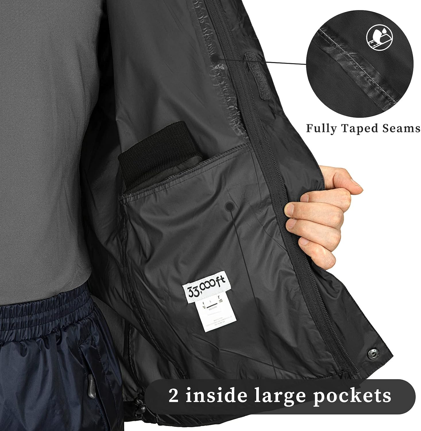 Detalle 1 de 33,000ft Regenjacke Herren leicht wasserdicht