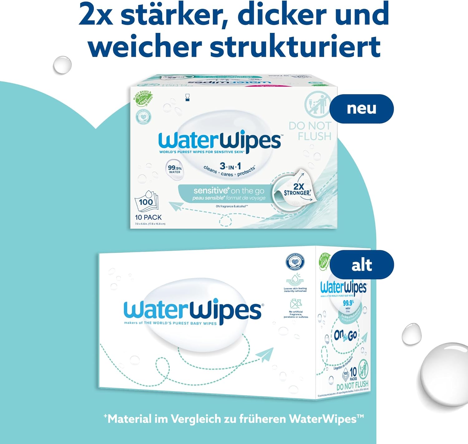 Detalle de WaterWipes Sensitive+ Feuchttücher 100 Stück