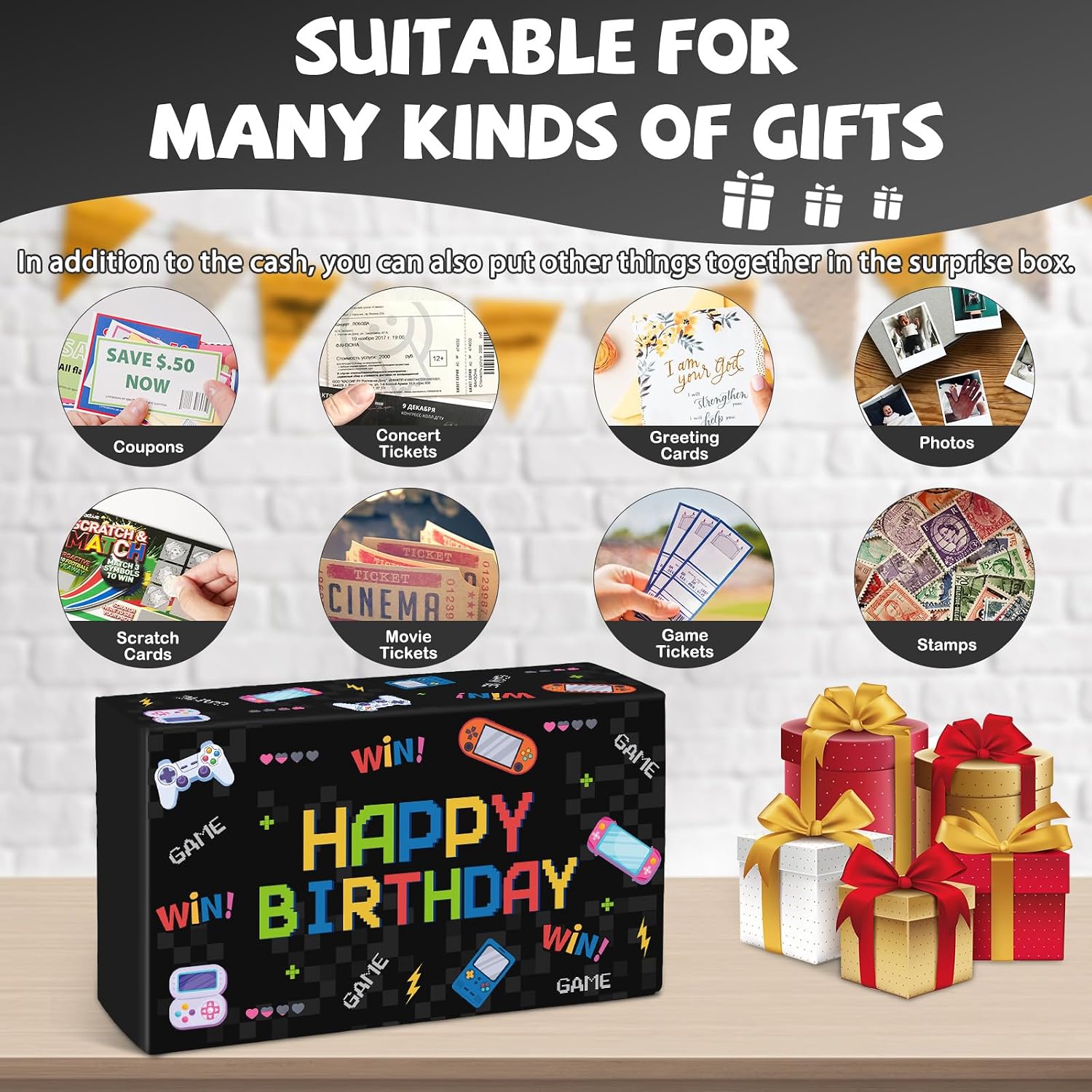 Detalle de WenmthG Happy Birthday Surprise Gift Box Explosion: DIY Money Box That Pops with Confetti