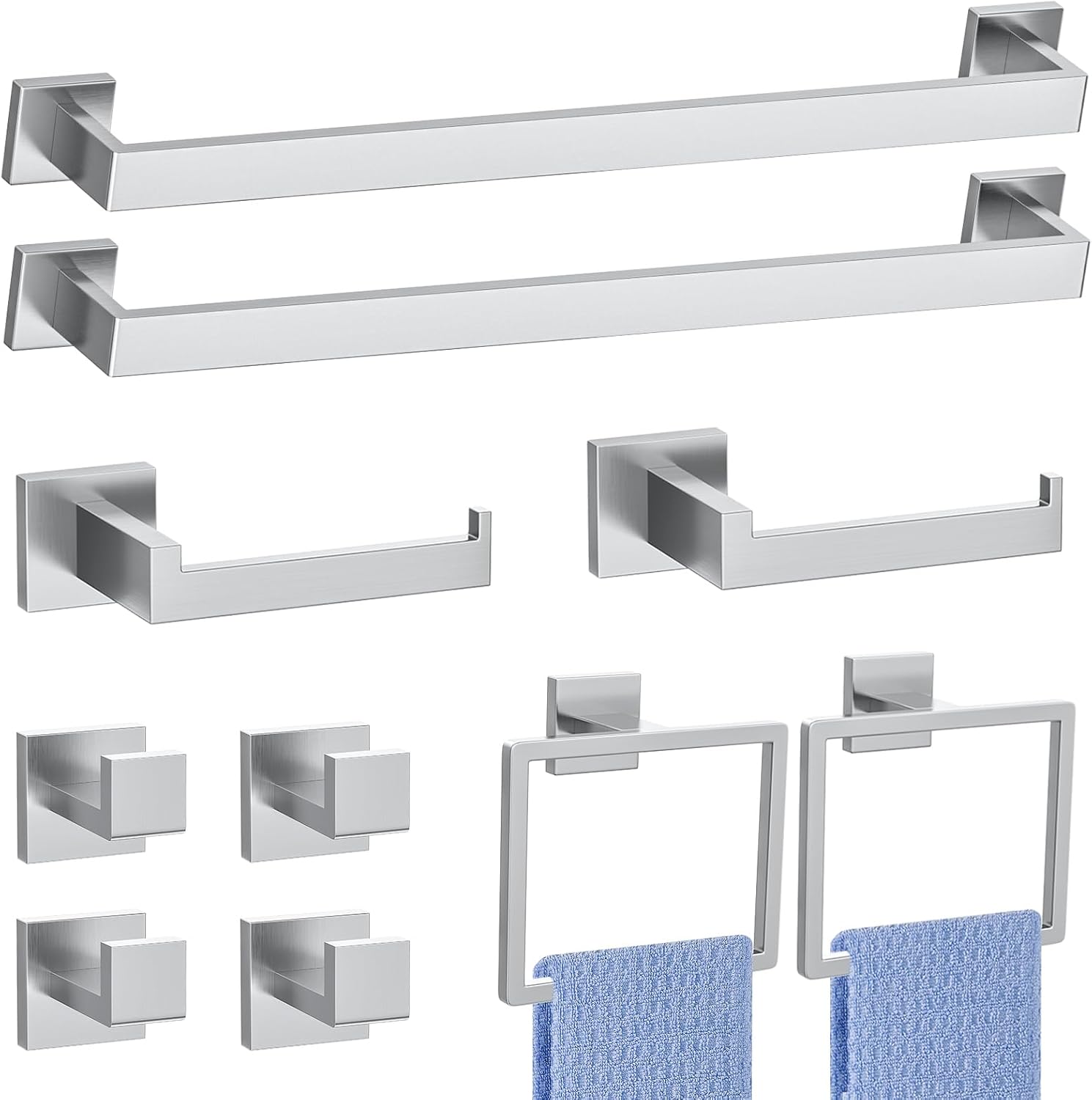 Detalle de Woekme W 10-Piece Brushed Nickel Bathroom Hardware Set, Stainless Steel