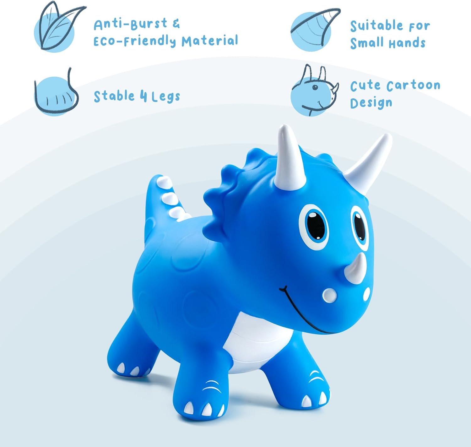 Thumbnail 3 de EVERICH TOY Kids Dinosaur Bouncy Animal Toy — Inflatable Triceratops Ride-On Hopper (Ages 18 Months–6 Years)