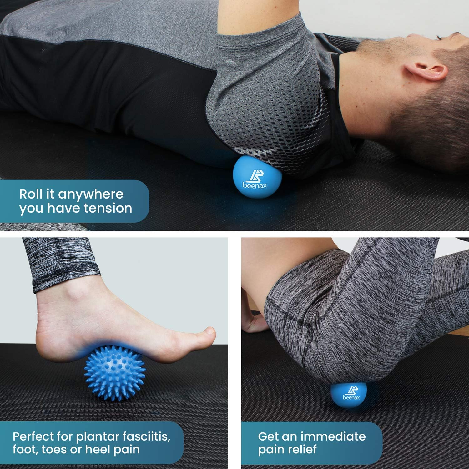 Thumbnail 3 de Beenax Lacrosse & Hard Spiky Massage Ball Set — Trigger Point & Myofascial Release