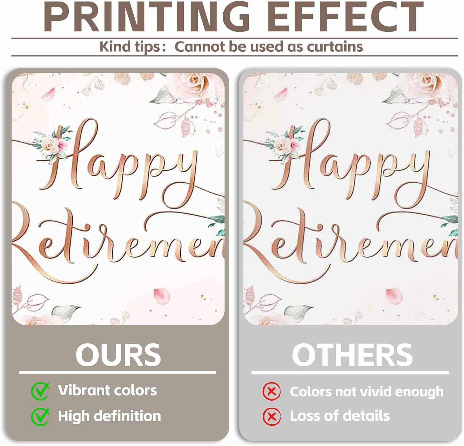 Detalle 2 de Luminora 72x43 inch Pink Happy Retirement Backdrop (Flowers & Leaves) – photo banner props
