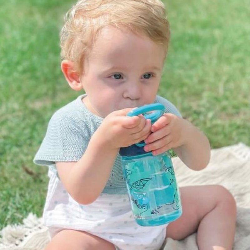 Detalle de Nuby Incredible Gulp – Pack de 2 biberones de aprendizaje 360 ml con pico suave y sistema anti-fugas