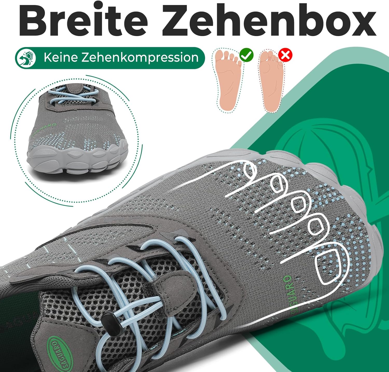 Detalle de SAGUARO Knit Barfußschuhe – rutschfeste Barfußschuhe mit Zero-Drop, Gr. 36–48