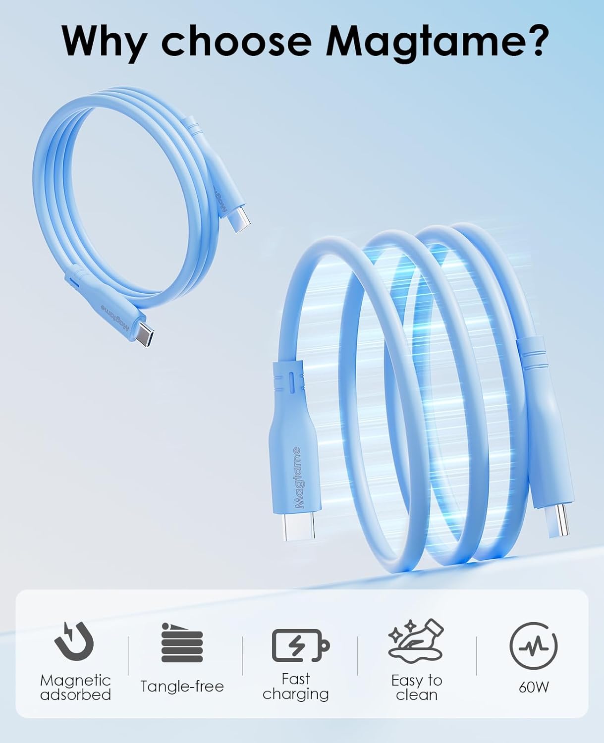 Thumbnail 1 de Cable magnético USB C 60W - Carga rápida y sin enredos ⚡