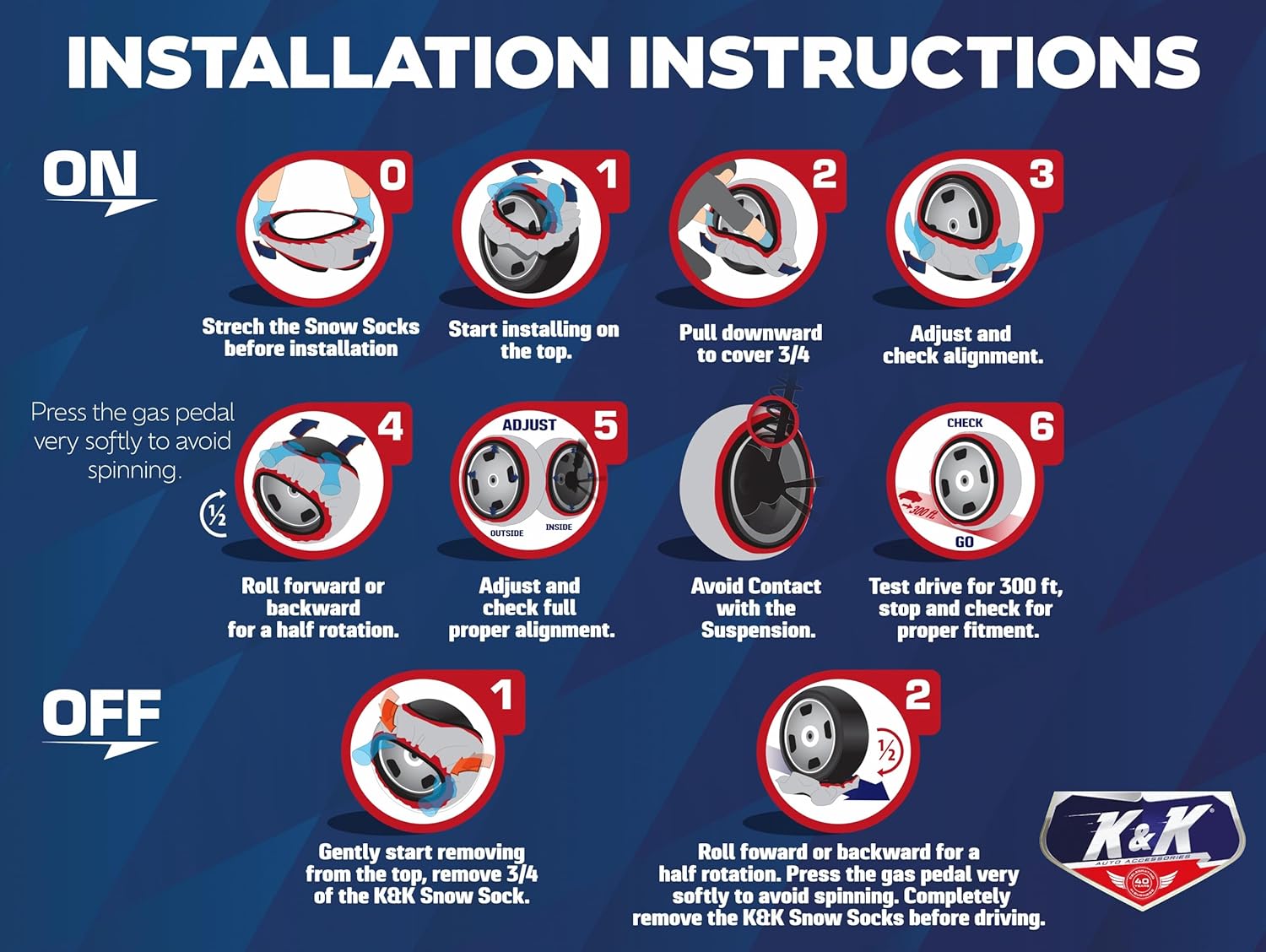 Thumbnail 3 de K&K Auto Pro Snow Socks Tire Covers, Large