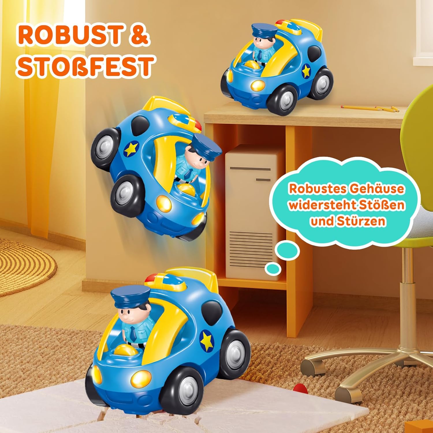 Detalle 2 de Pup Go Fernbedienung Cartoon Polizeiauto – RC-Auto für Kinder mit Musik und Licht
