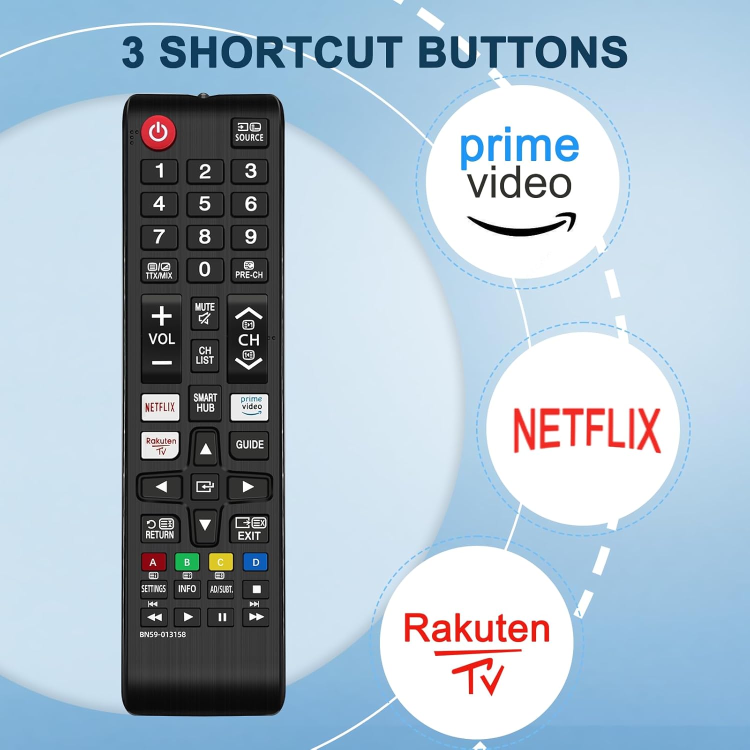 Thumbnail 3 de 2 Pack Universal Remote for Samsung TVs with Netflix, Prime Video and Rakuten TV buttons