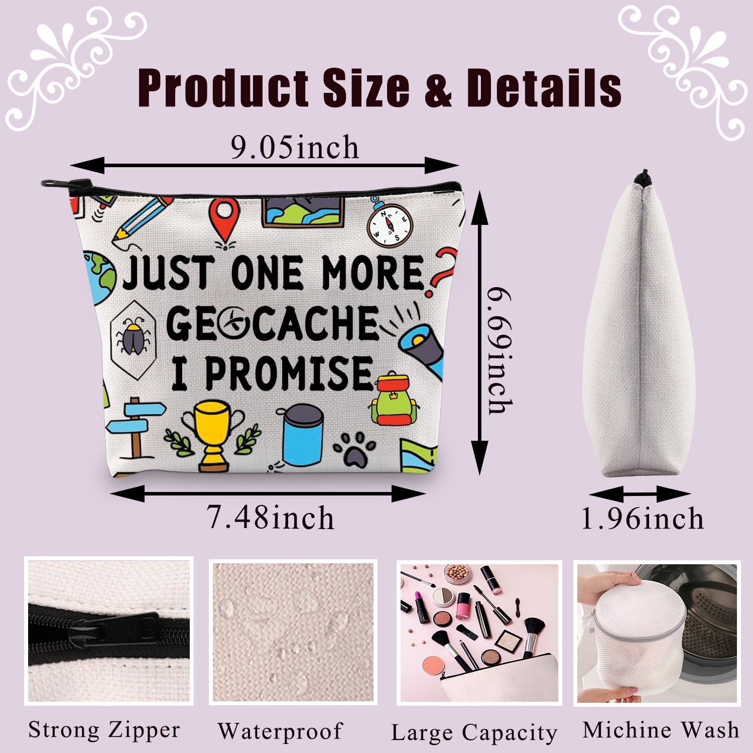 Detalle 2 de BDPWSS Geocaching Makeup Bag, Canvas