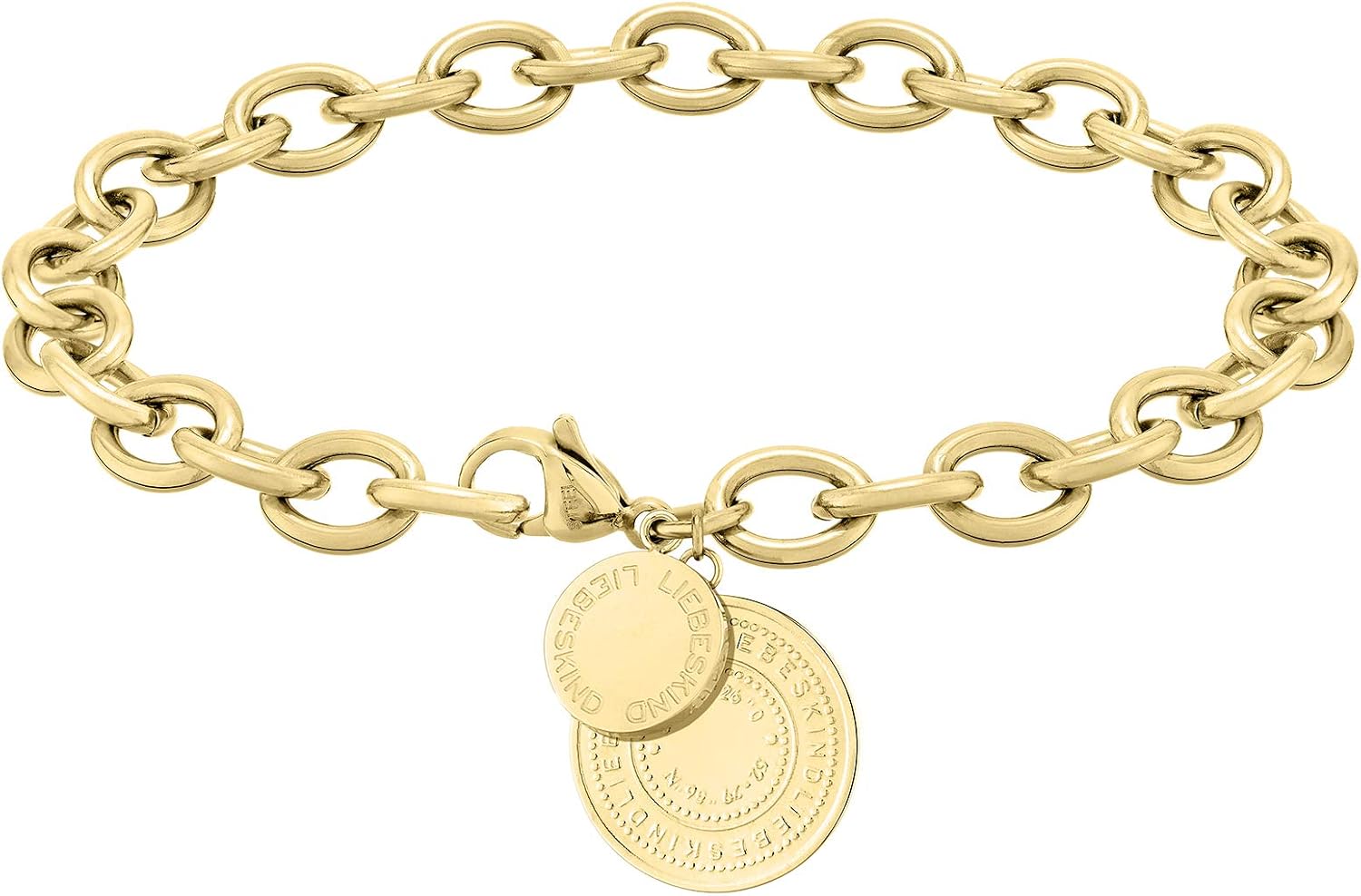 Detalle de LIEBESKIND BERLIN Damen Schmuck mit Coin Anhänger – Edelstahl-Coin Anhänger in Ketten, Armbändern und Ohrringen