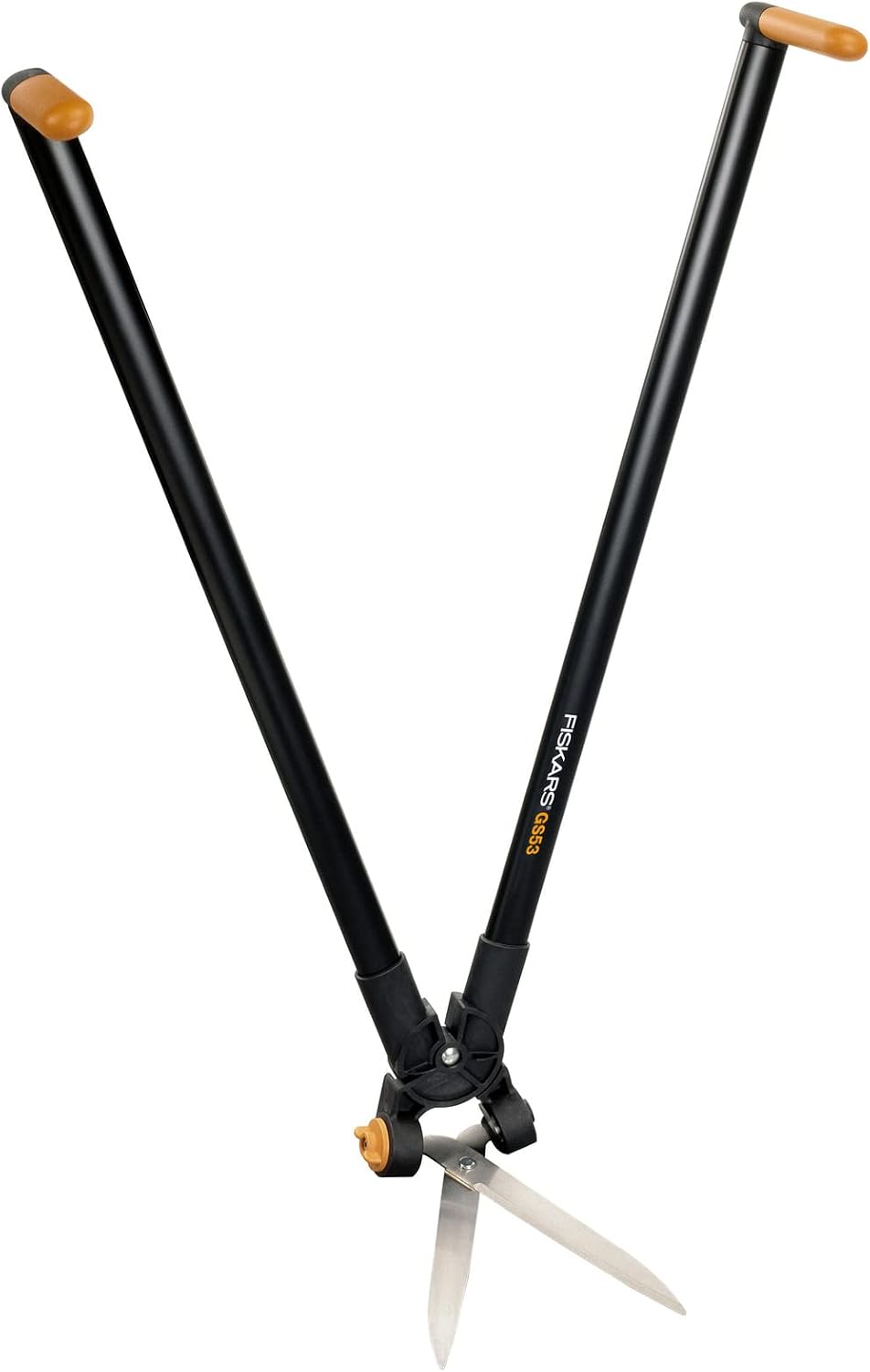 Detalle de Fiskars PowerLever GS53 häck- och grässax med vinklingsbart huvud