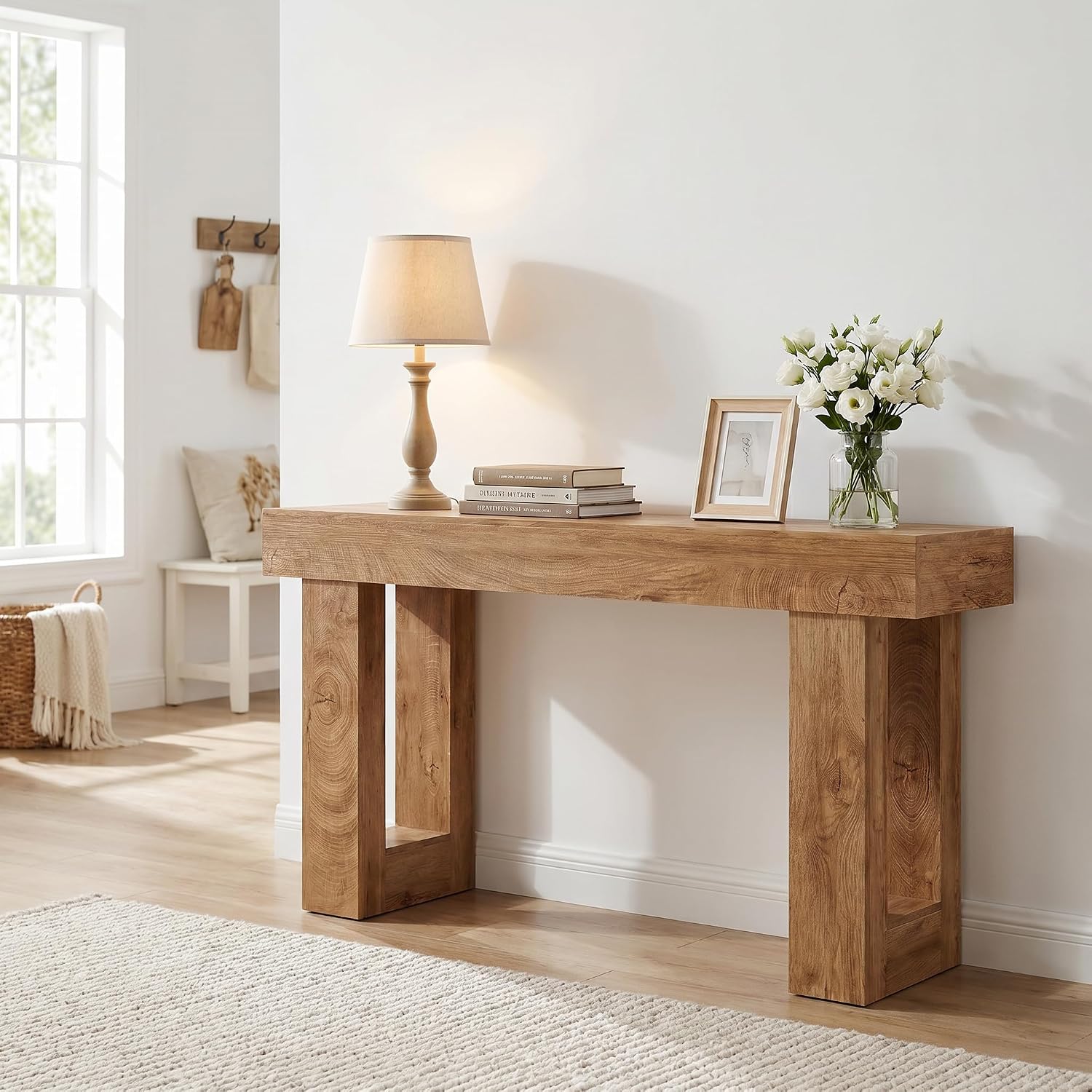 Detalle de LITTLE TREE FCCA-ES57 63-Inch Oak Console Table for Entryways