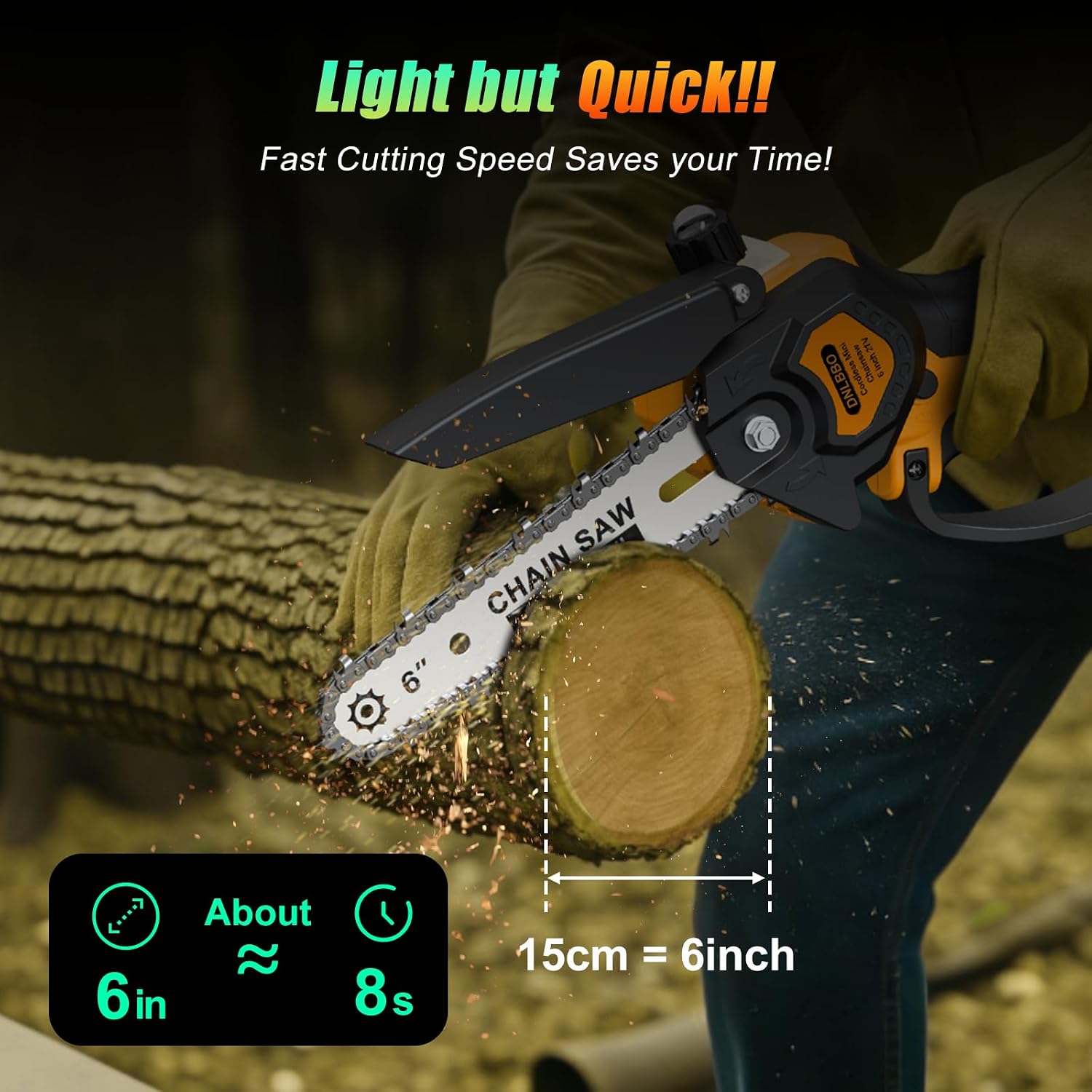Thumbnail 2 de DNLBBO DNLBBO-10 6-Inch Cordless Mini Chainsaw, 700W, Auto-Oiling