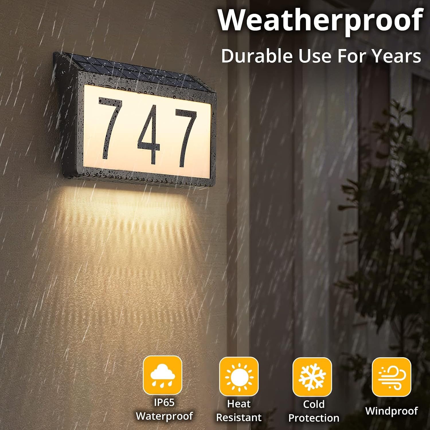 Detalle de MAXvolador Solar Address Sign with 3 Light Modes