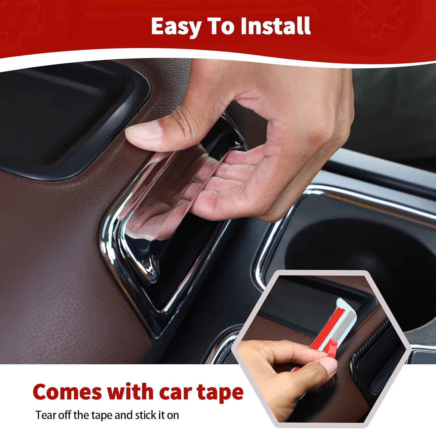 Detalle 1 de JOSHELA Armrest Lid Handle Trim Cover, ABS