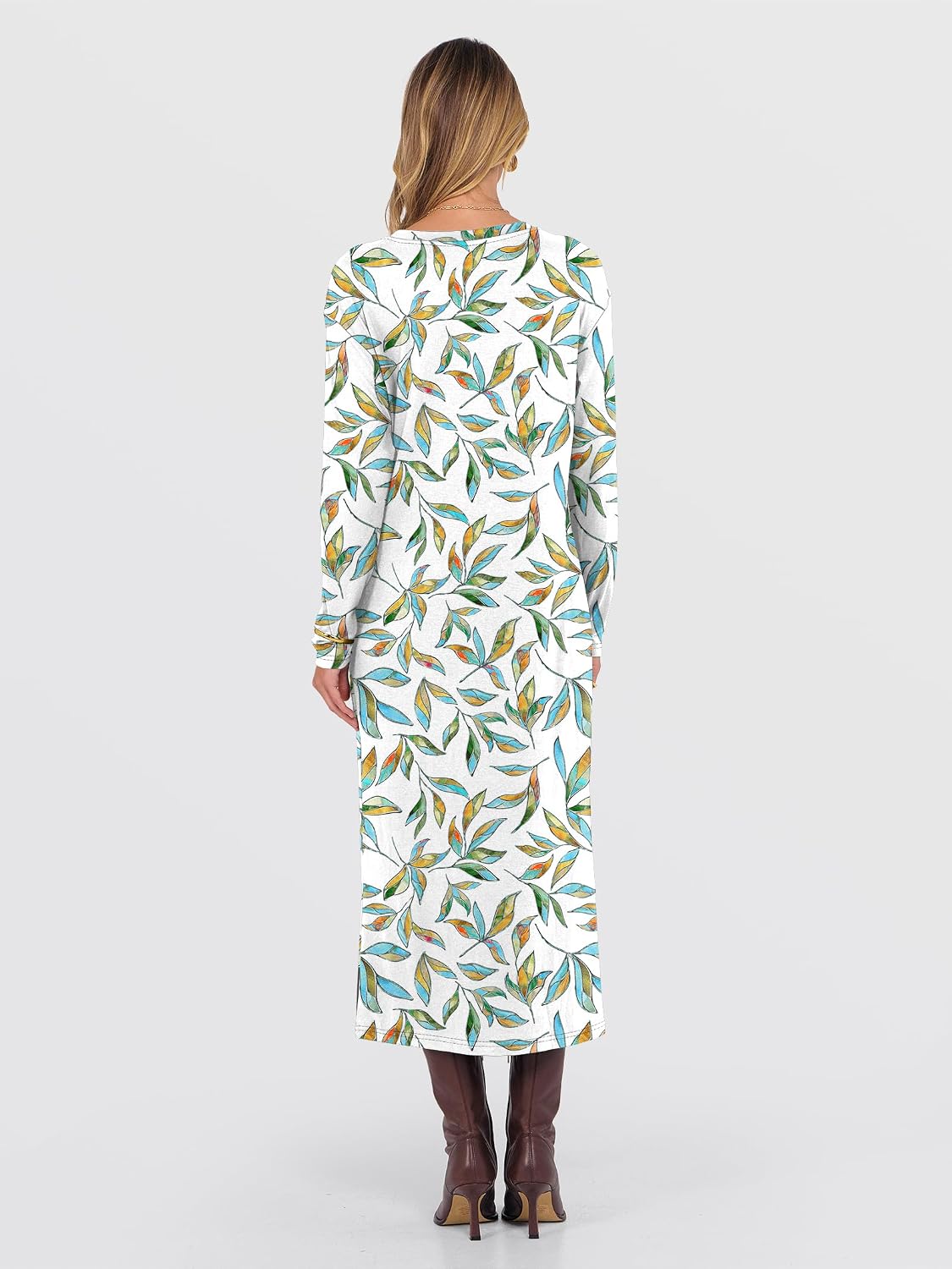 Detalle 1 de ANRABESS Women's Long-Sleeve Midi Dress Polyester