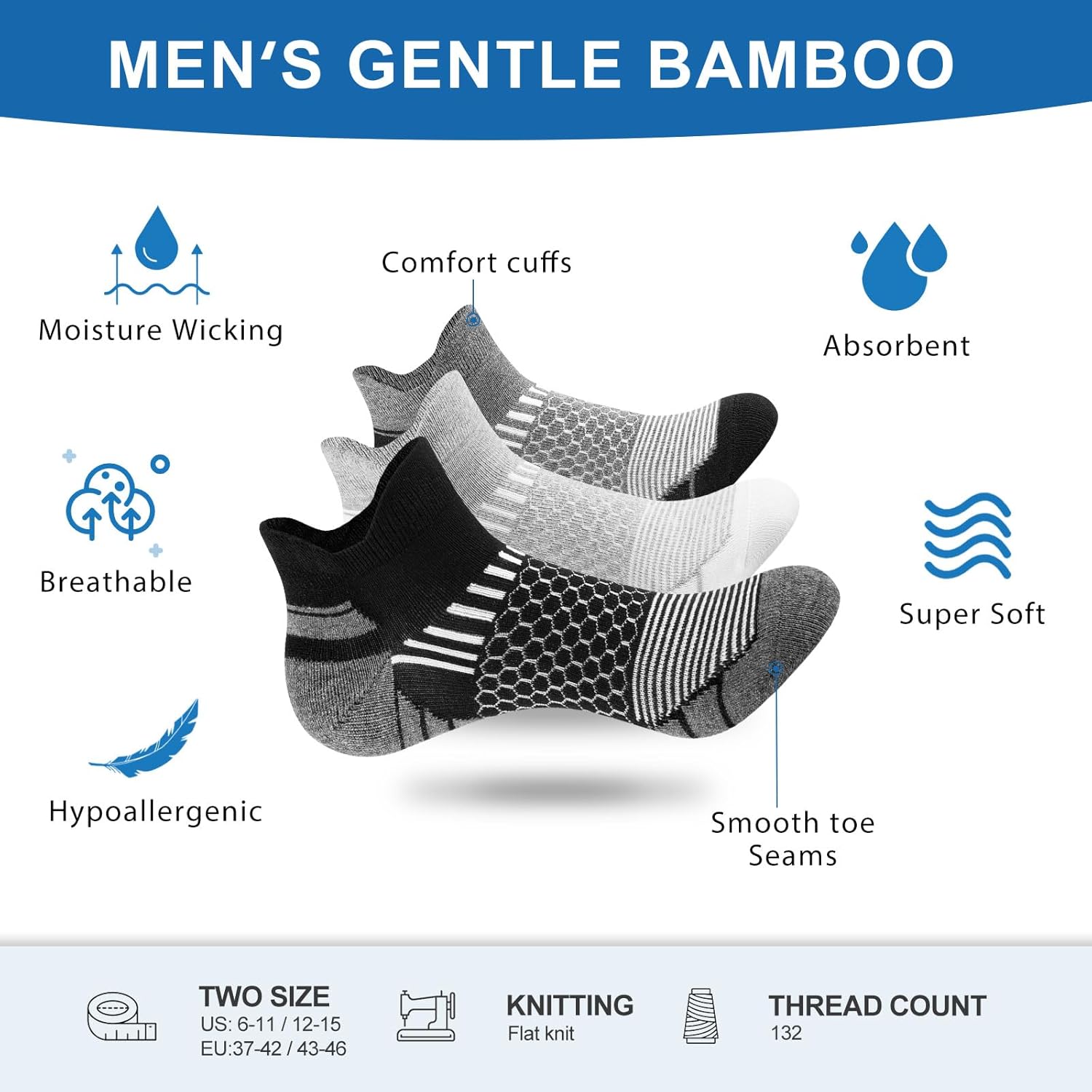 Detalle 1 de Niofind Mens Trainer Socks Cotton 6 Pairs