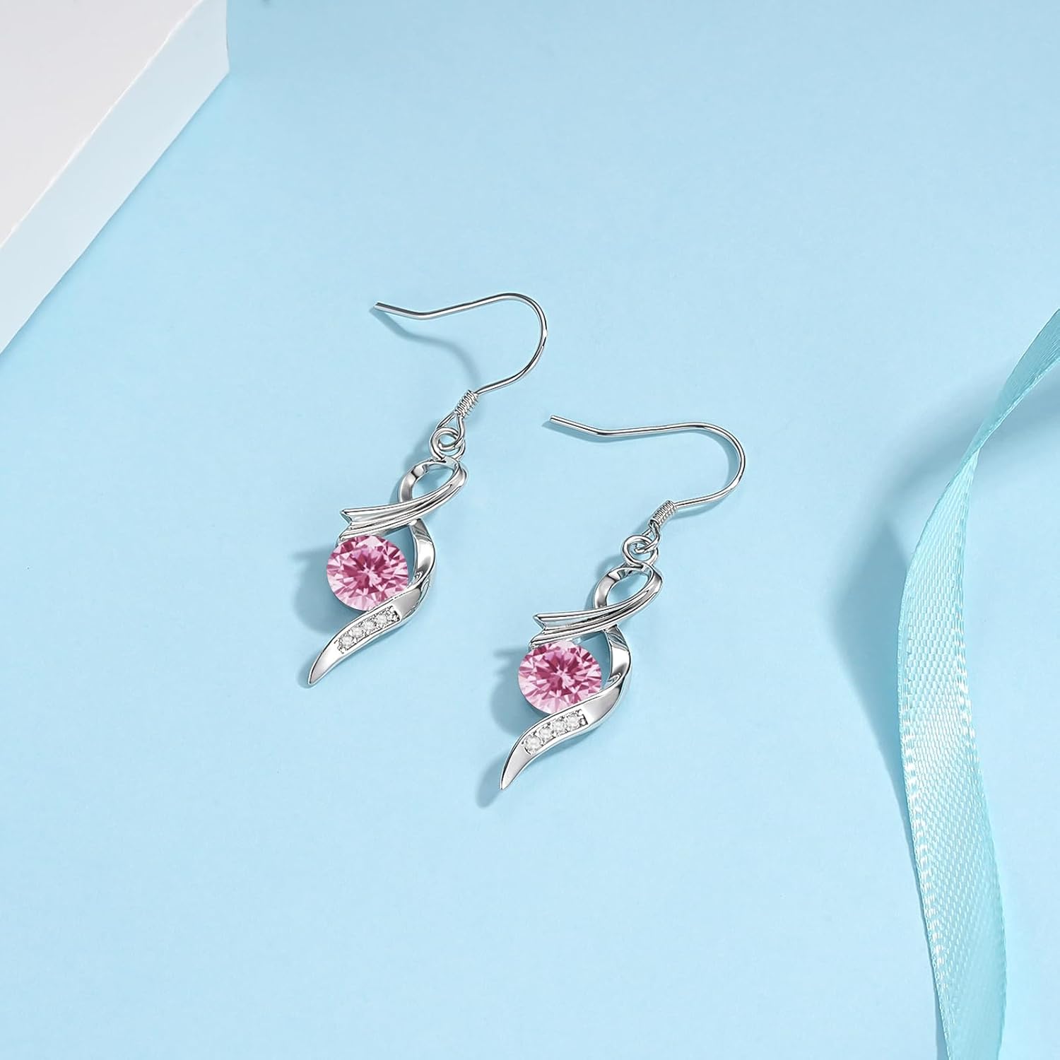 Detalle de Loutade Ohrringe Silber Hängend 925 – Zirkonia, hypoallergen, leicht & schimmernd