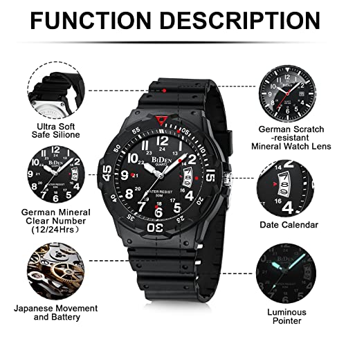 Thumbnail 6 de HANPOSH Orologio Uomo Analogico Quarzo Impermeabile con Data Luminosa – 44 mm, 5ATM