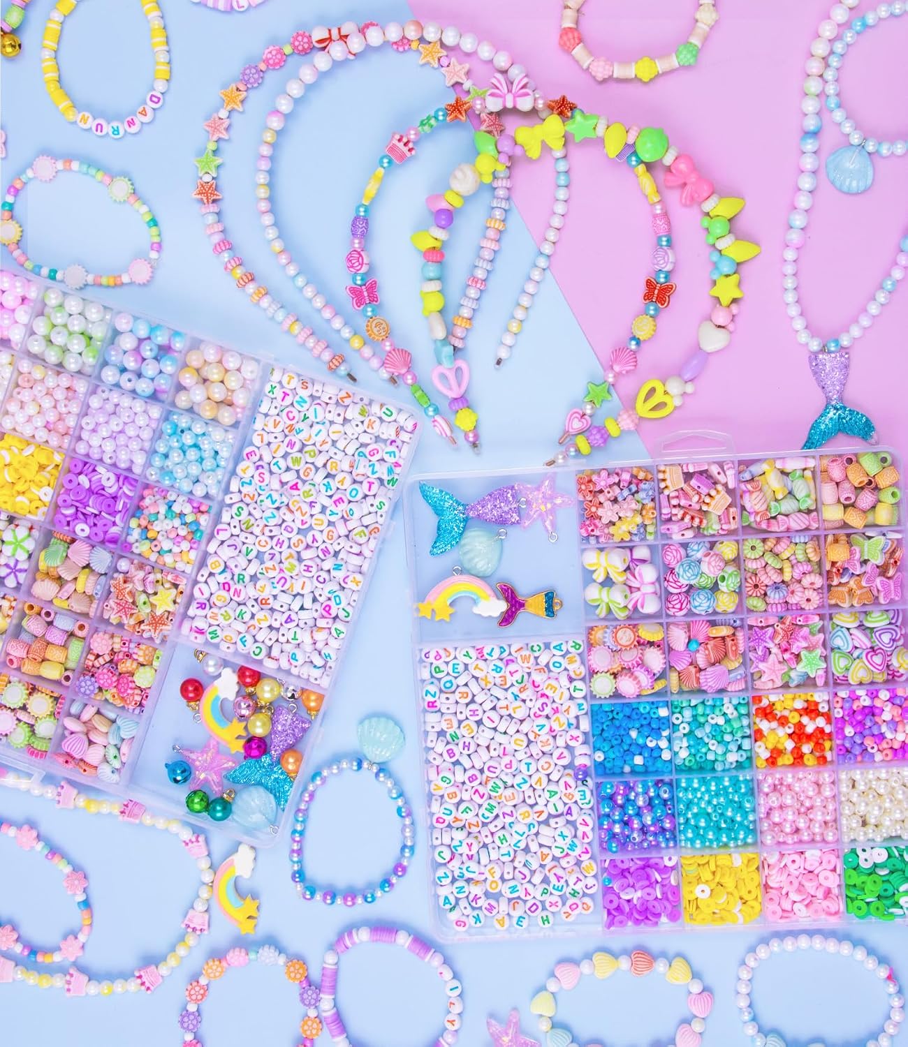 Detalle de MiuCo Kids’ Jewellery-Making Kit, 2 Kits with 4,600+ Beads and Charms