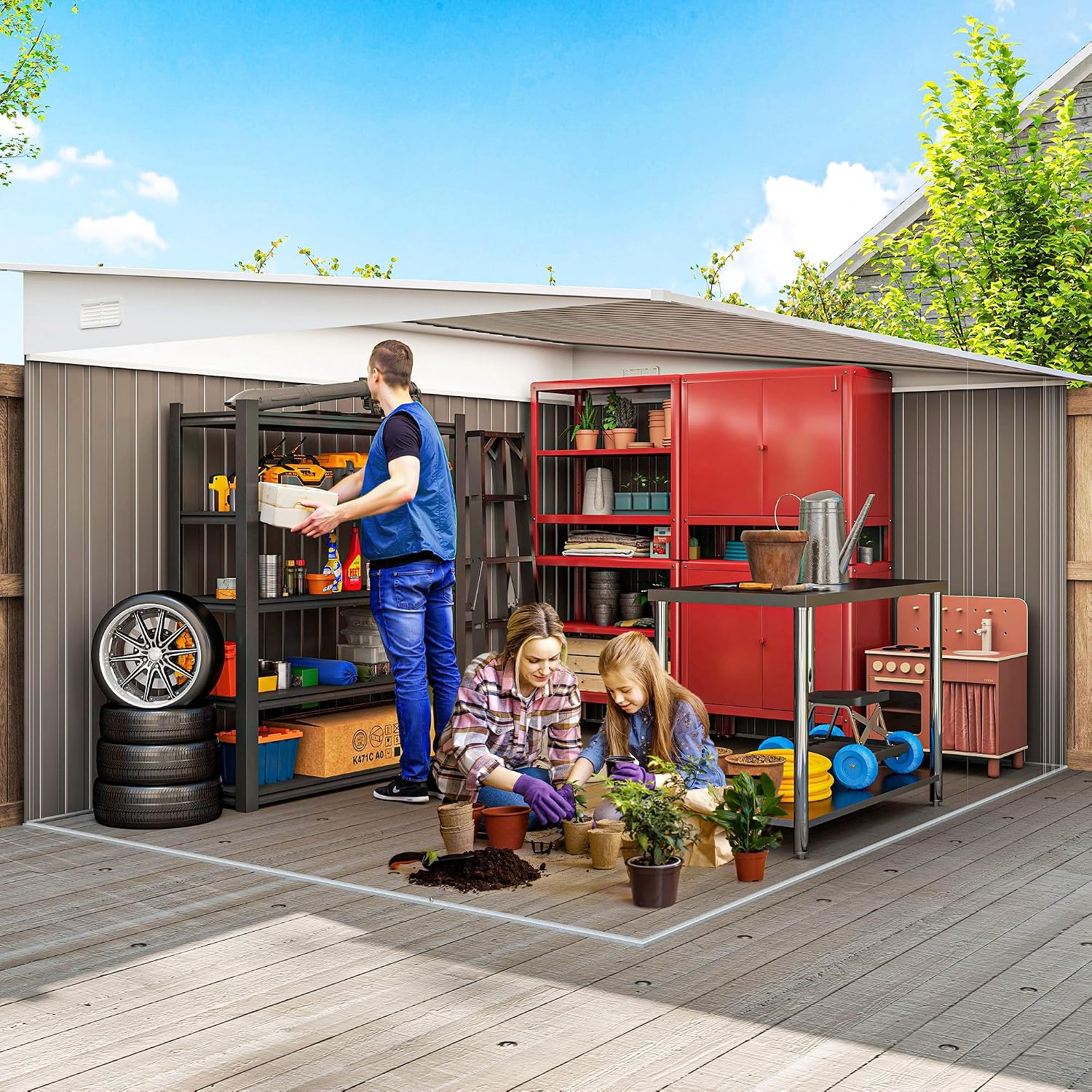 Detalle de Outsunny Cobertizo 8,9 m² para jardín
