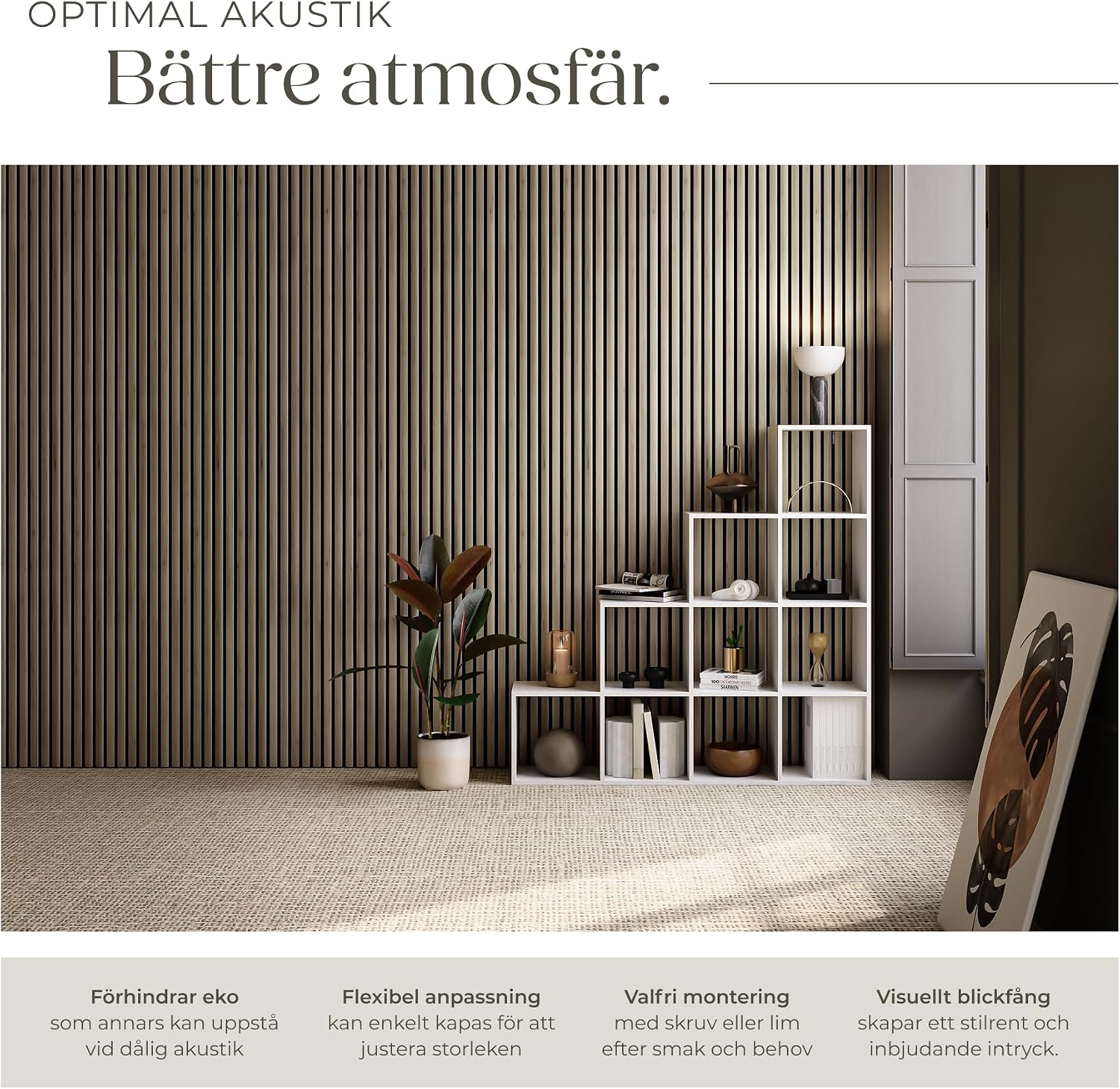 Detalle de tectake Sonic Wall akustikpaneler i mörk ek, 2-pack med äkta träfanér